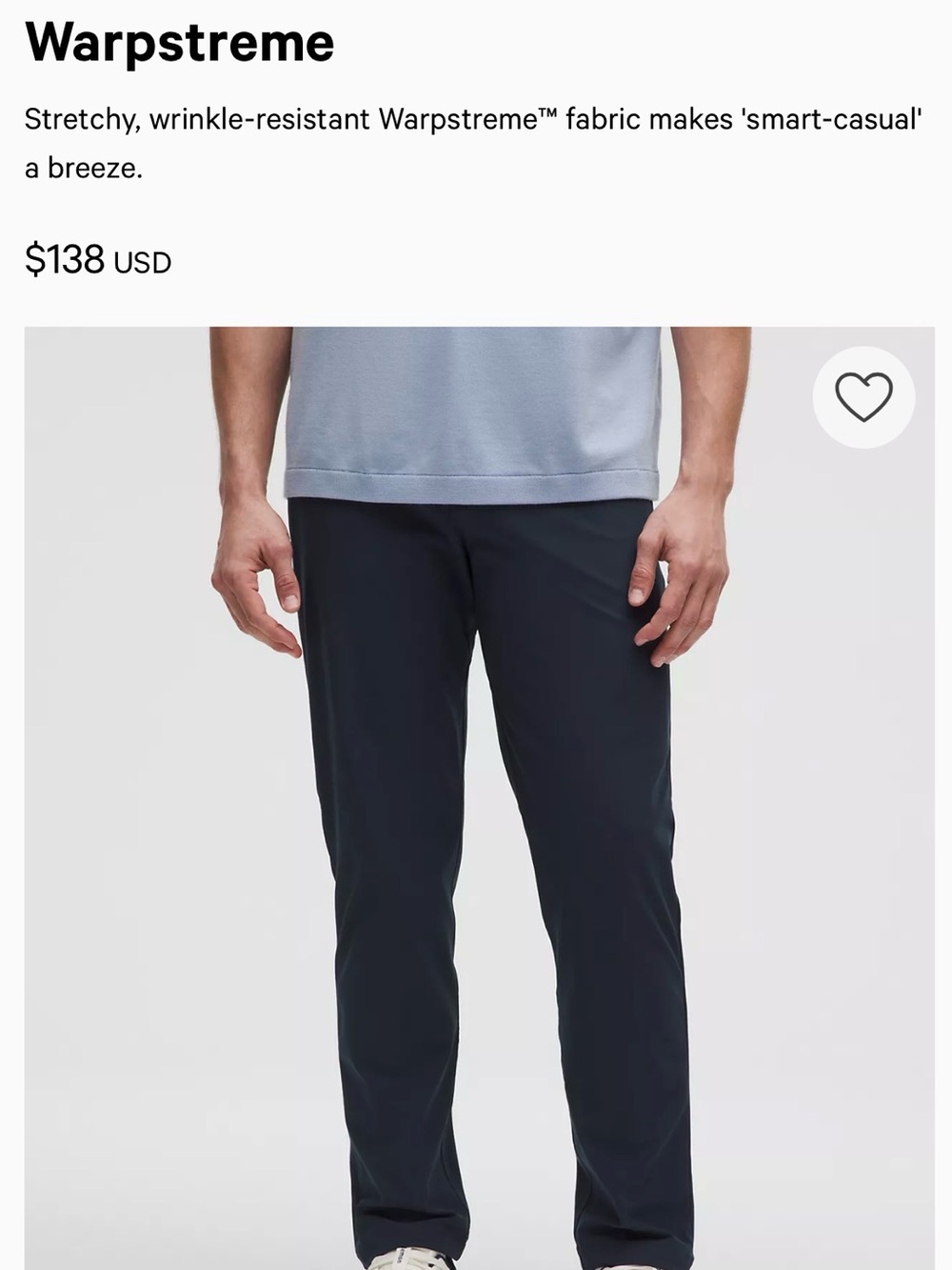 lululemon athletica Men’s ABC 5 Pocket Warpstreme Pants - Navy 42x32